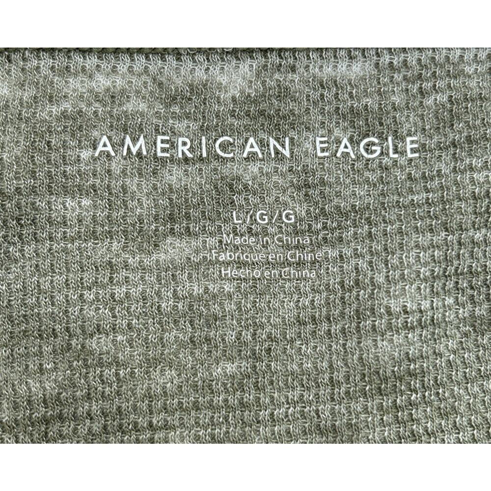 American Eagle Women's L Crop Top Waffle Knit Lettuce Hem Green Y2K Fairy Earthy - Picture 4 of 7